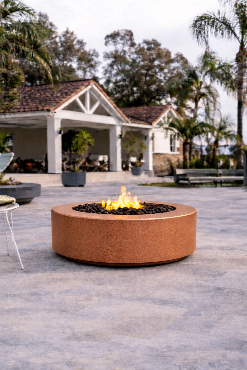 The Outdoor Plus - Unity Fire Pit – Powder Coated Steel - 18" Tall -Match Lit with Flame Sense System | Copper Vein Powder Coat