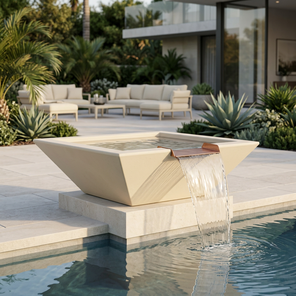Vanilla Maya water bowl in a poolside lifestyle setting