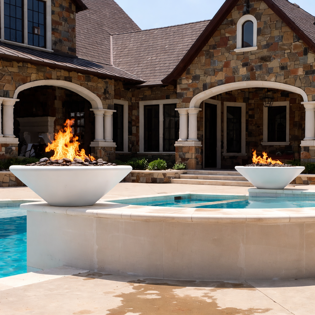 The Outdoor Plus - Round Cazo Powder Coated Metal Fire Bowl - White