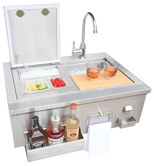 Kokomo 30" Built-In Bartender Cocktail Station With Sink Bottle Opener and Ice Chest | KO-30CKT-SNK
