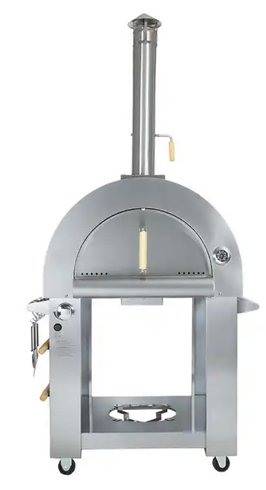 Kokomo 32 Inch Dual Fuel Gas or Wood Fired Stainless Steel Pizza Oven | KO-PIZZAOVEN-LP
