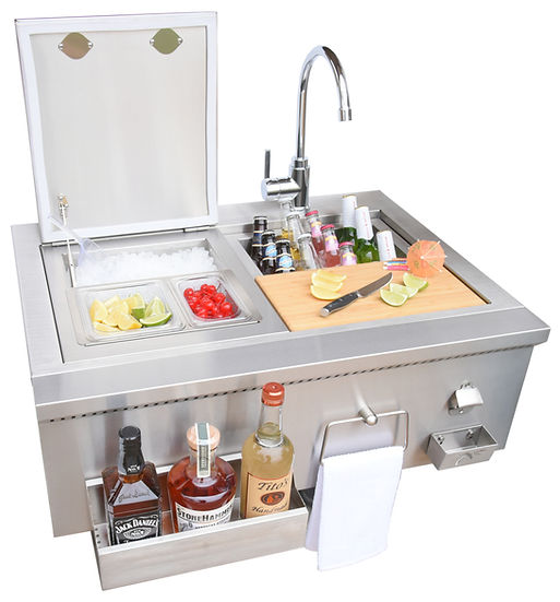 Kokomo 30" Built-In Bartender Cocktail Station With Sink Bottle Opener and Ice Chest | KO-30CKT-SNK