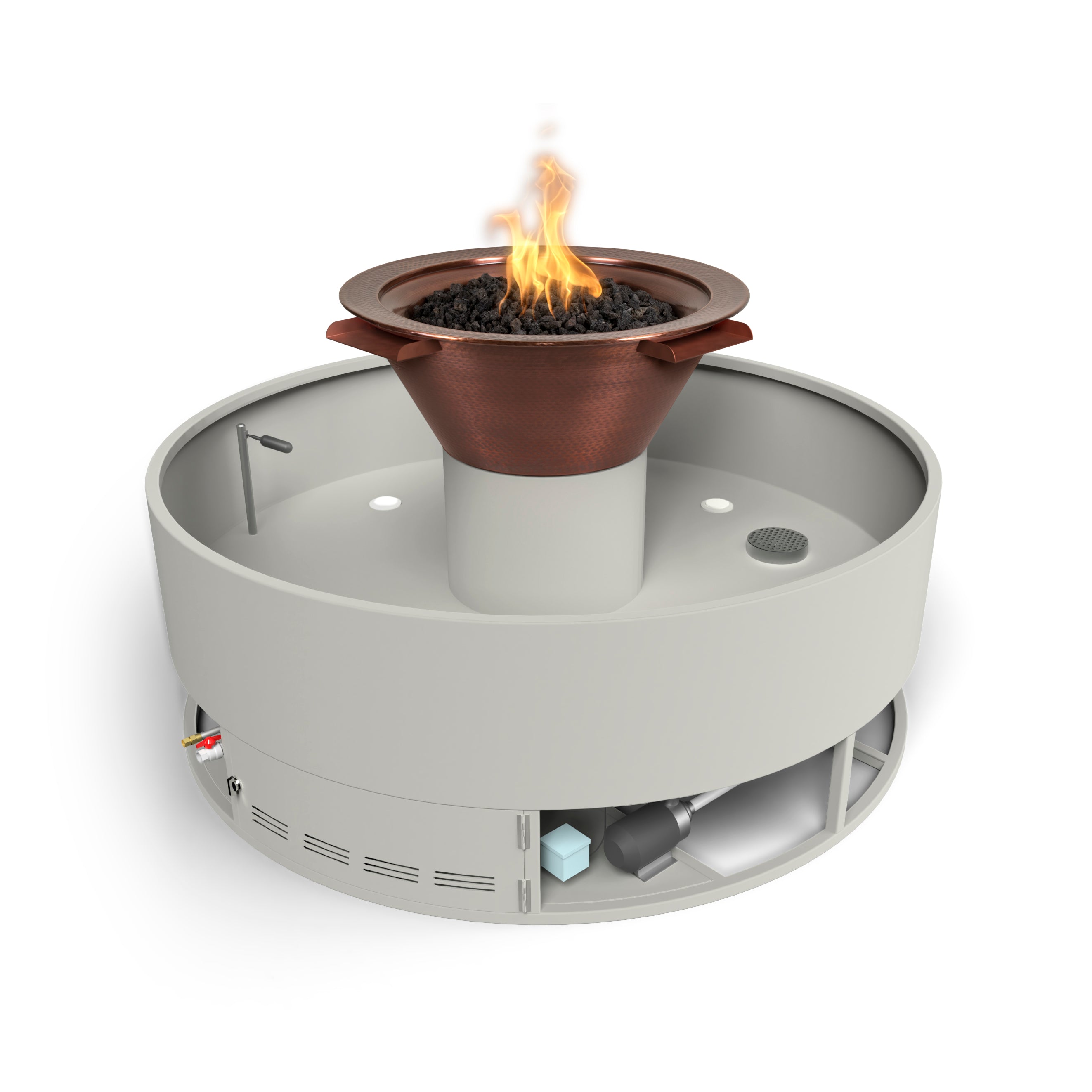 The Outdoor Plus – 60″ Round Olympian with Cazo – 4 Way Spill Fire & Water Fountain