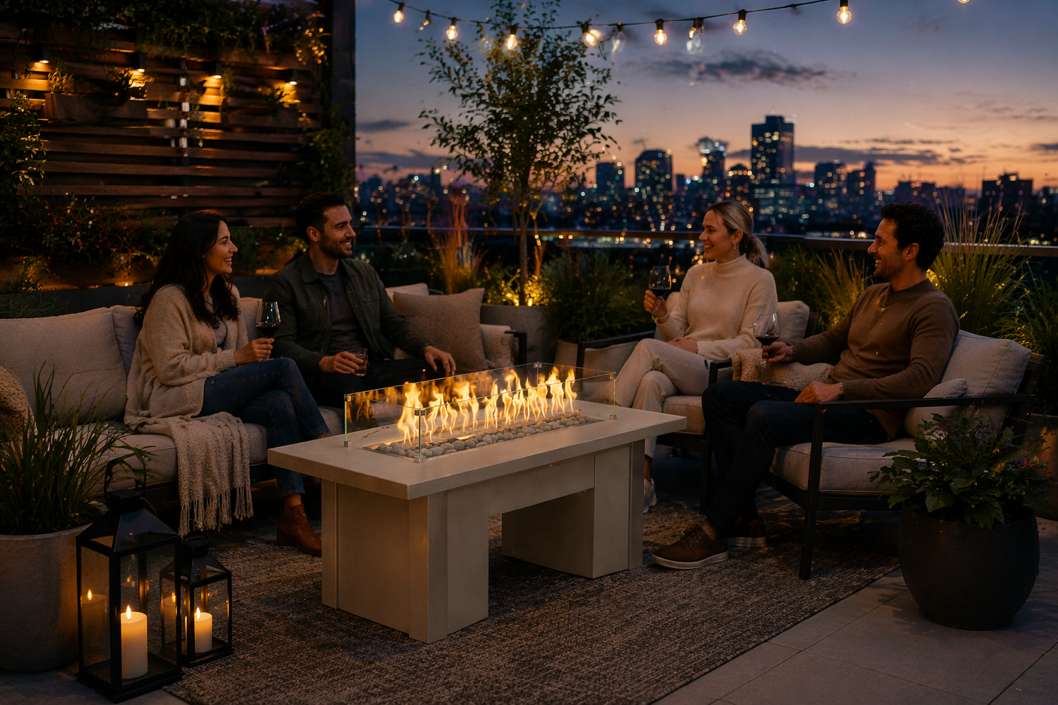 The Outdoor Plus Alameda Rectangular Fire Table – Corten Steel