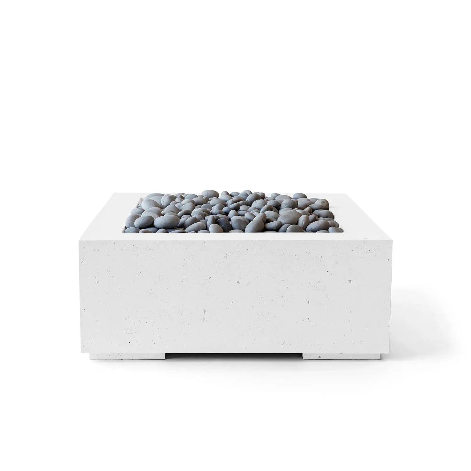 Concrete fire pit with pebbles on a white background