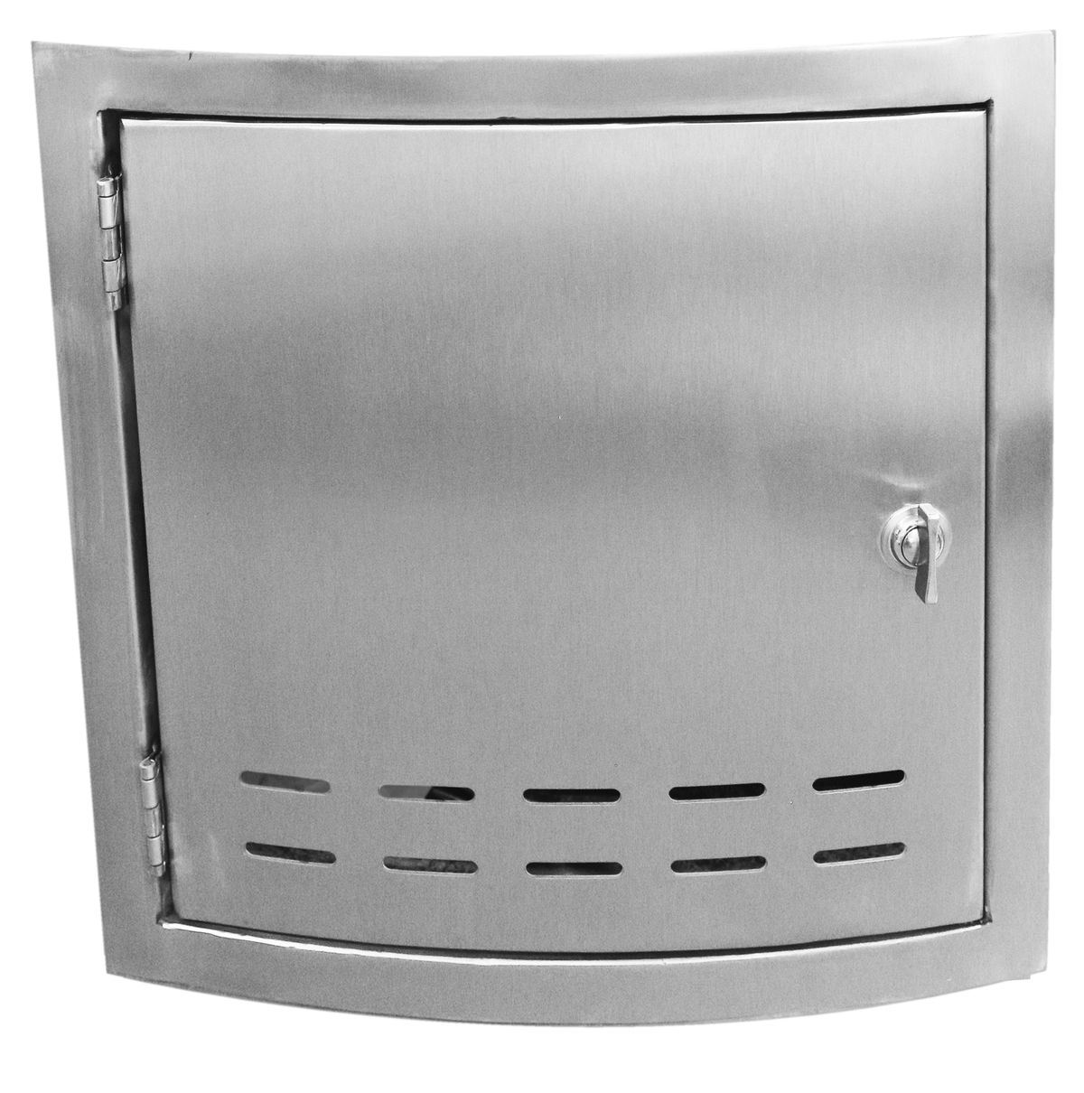 The Outdoor Plus stainless steel access door product-family image with key latch and lower ventilation slots
