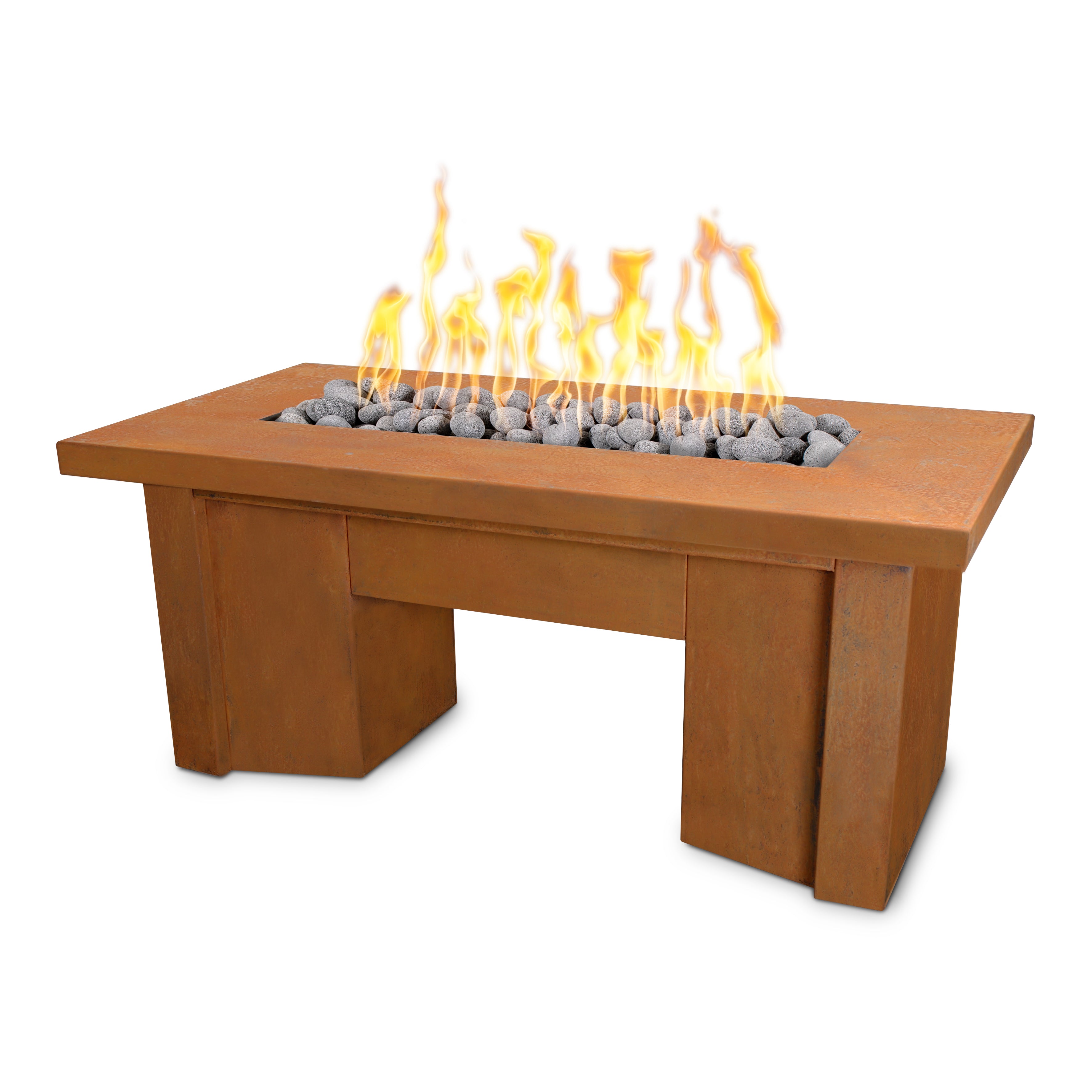 The Outdoor Plus Alameda Rectangular Fire Table – Corten Steel