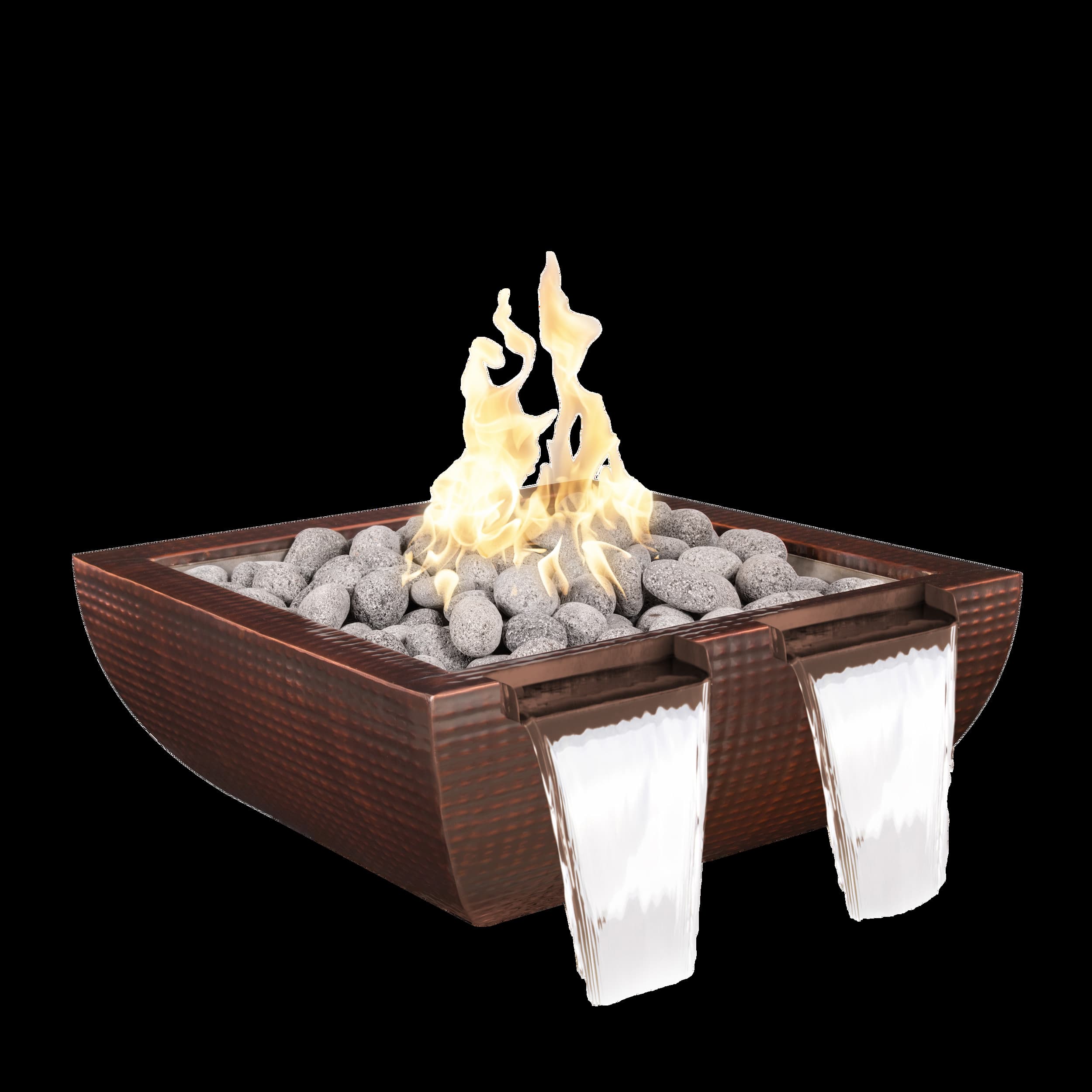 The Outdoor Plus Avalon Square Fire & Water Bowl – Hammered Copper Twin Spill