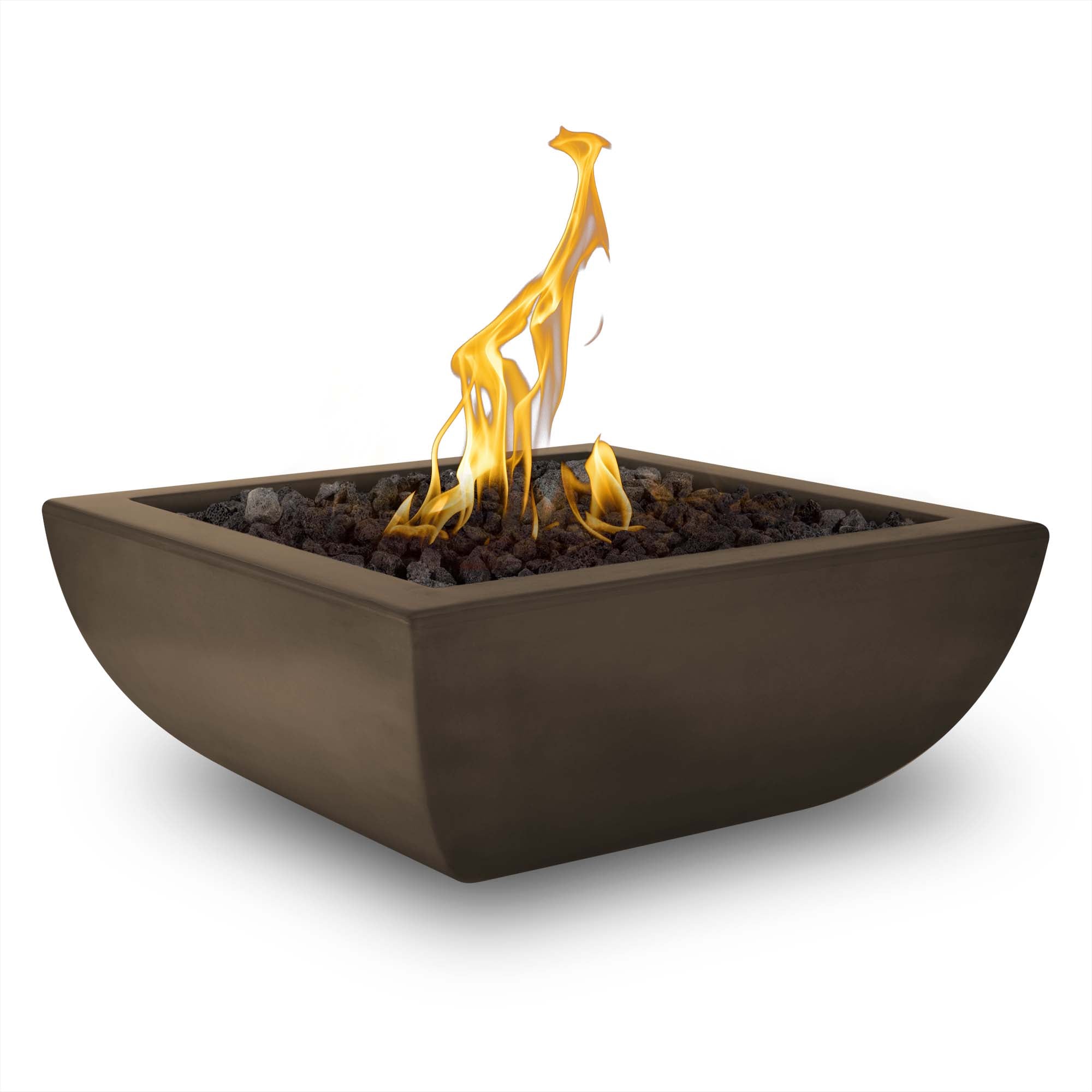 Fire pit with flames on a white background