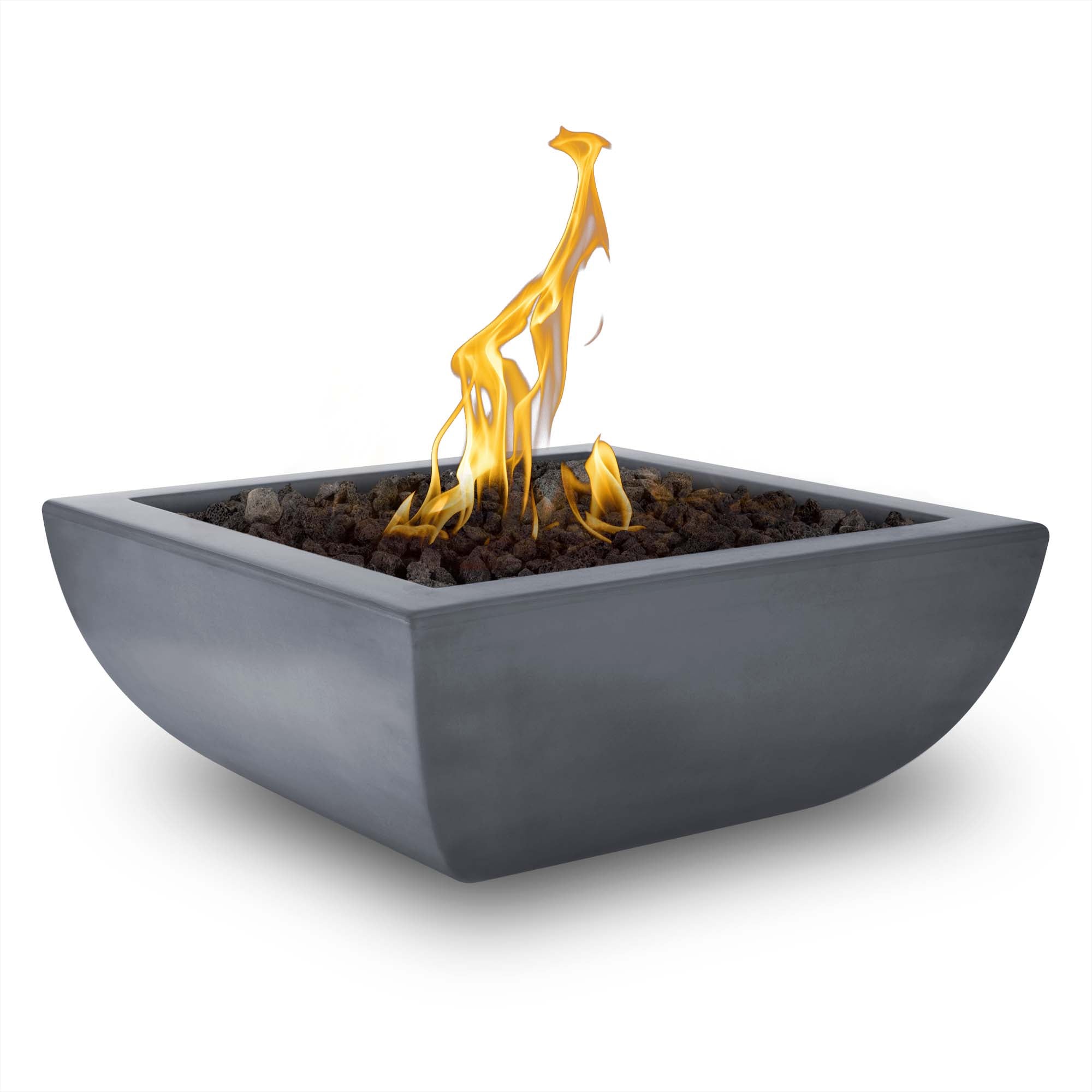 Fire pit with flames on a white background