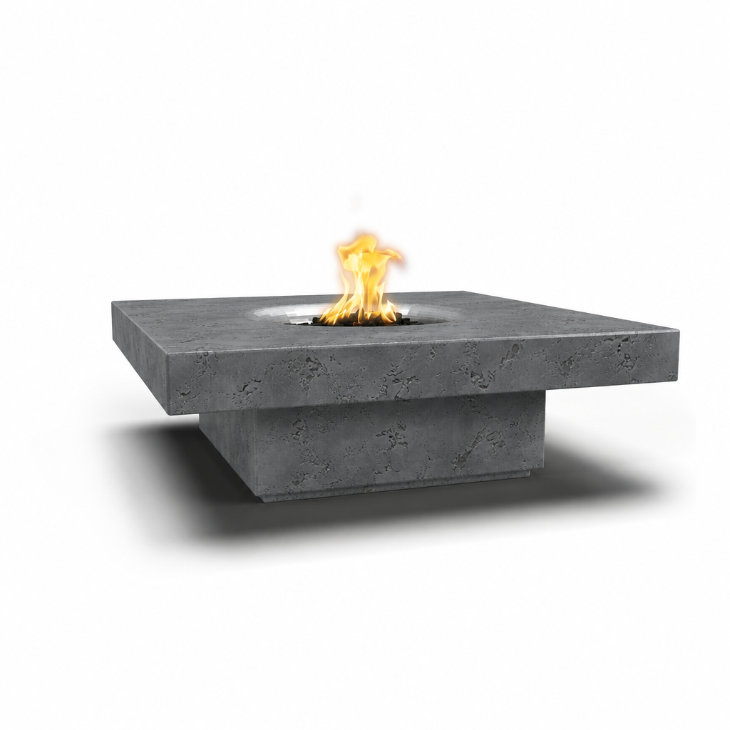 Balboa Fire Table in Rustic Gray GFRC finish
