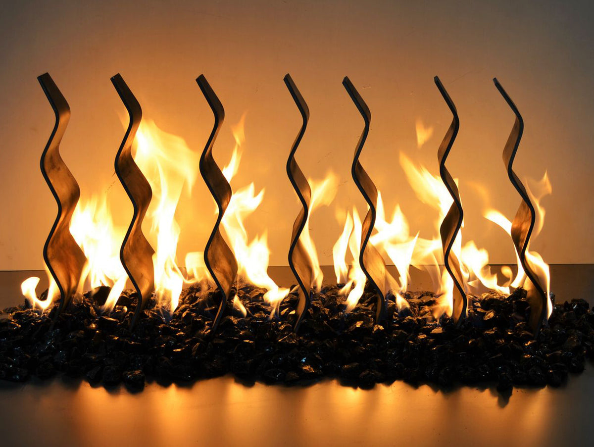 Black Steel Fireplace Waves by The Outdoor Plus