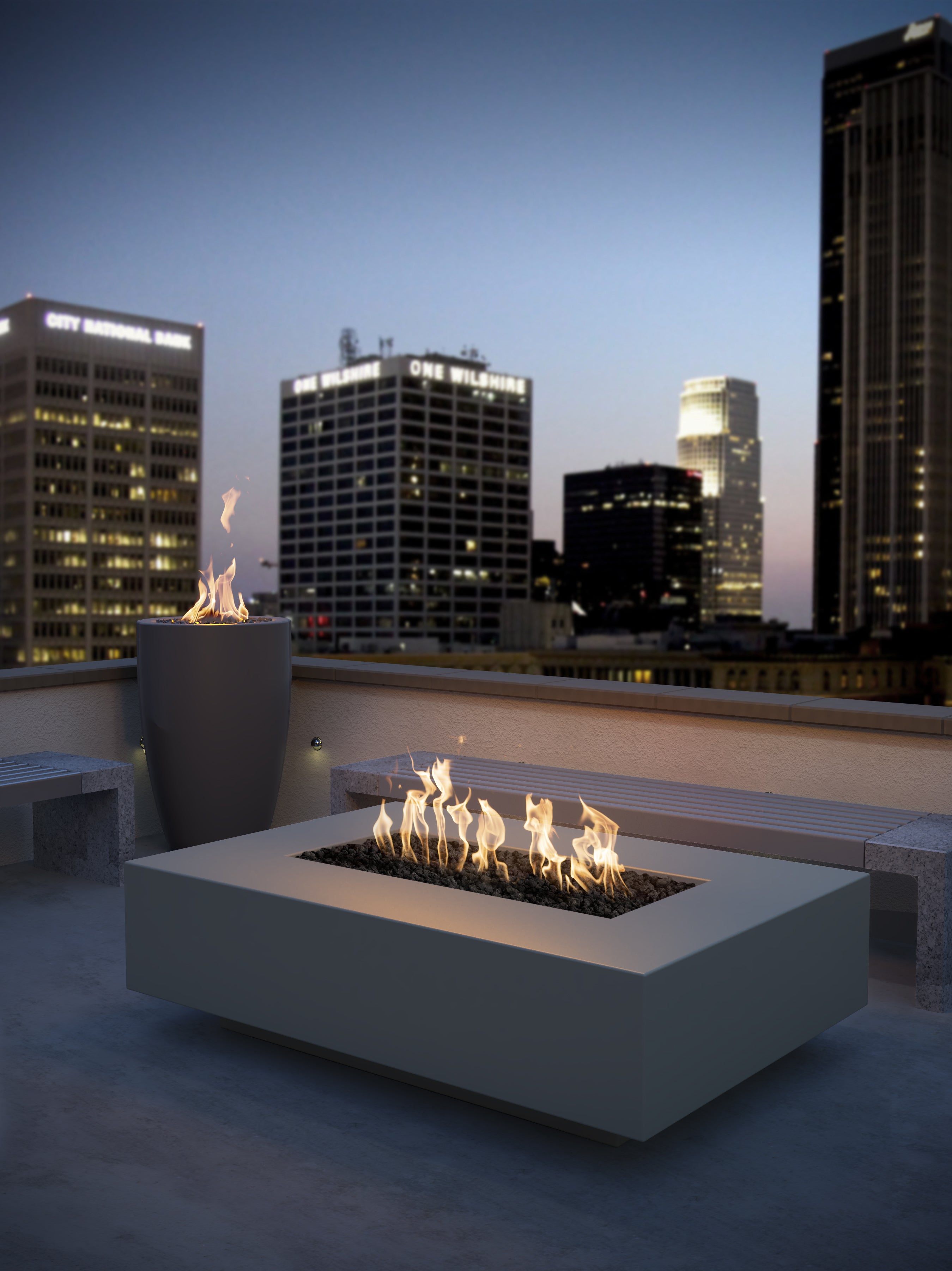 The Outdoor Plus Cabo 56" Linear Fire Pit - GFRC Concrete
