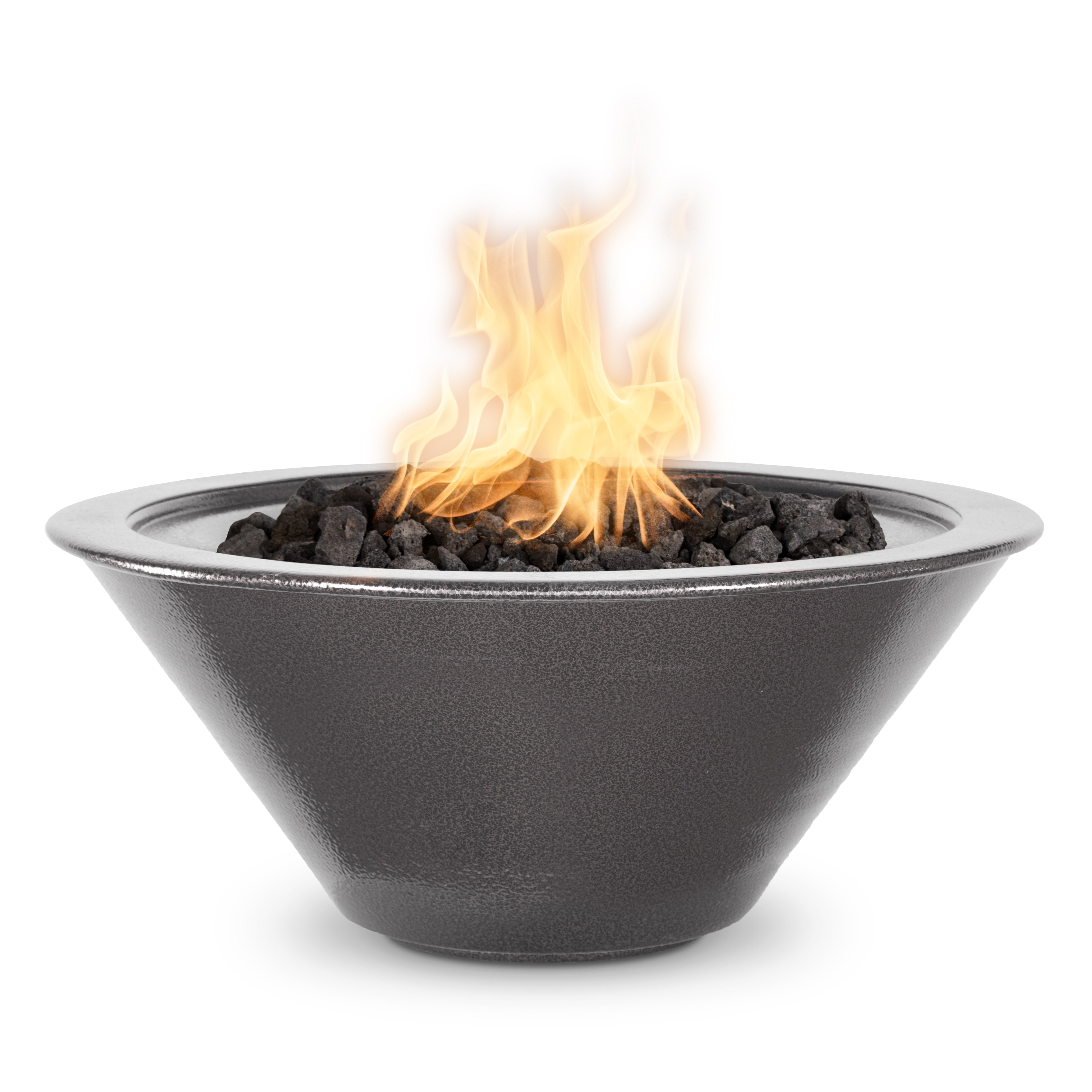 The Outdoor Plus - Round Cazo Powder Coated Metal Fire Bowl - Silver Vein