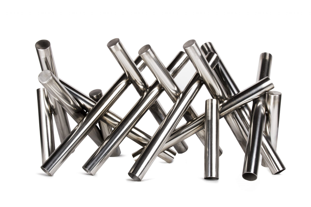 The Outdoor Plus Polished Stainless Steel Logs ornament against a white background