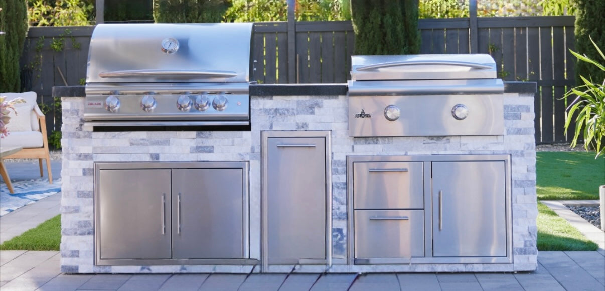 Tru Innovative Outdoor 8 Ft Pro Grill Island For Grill, Griddle & Storage