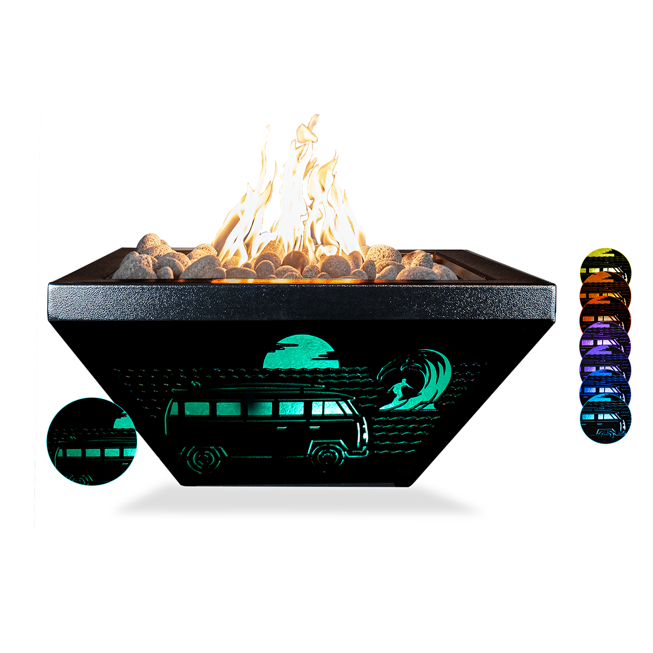 The Outdoor Plus Lighthouse Collection Fire Bowl with LED - Surfs Up Edition