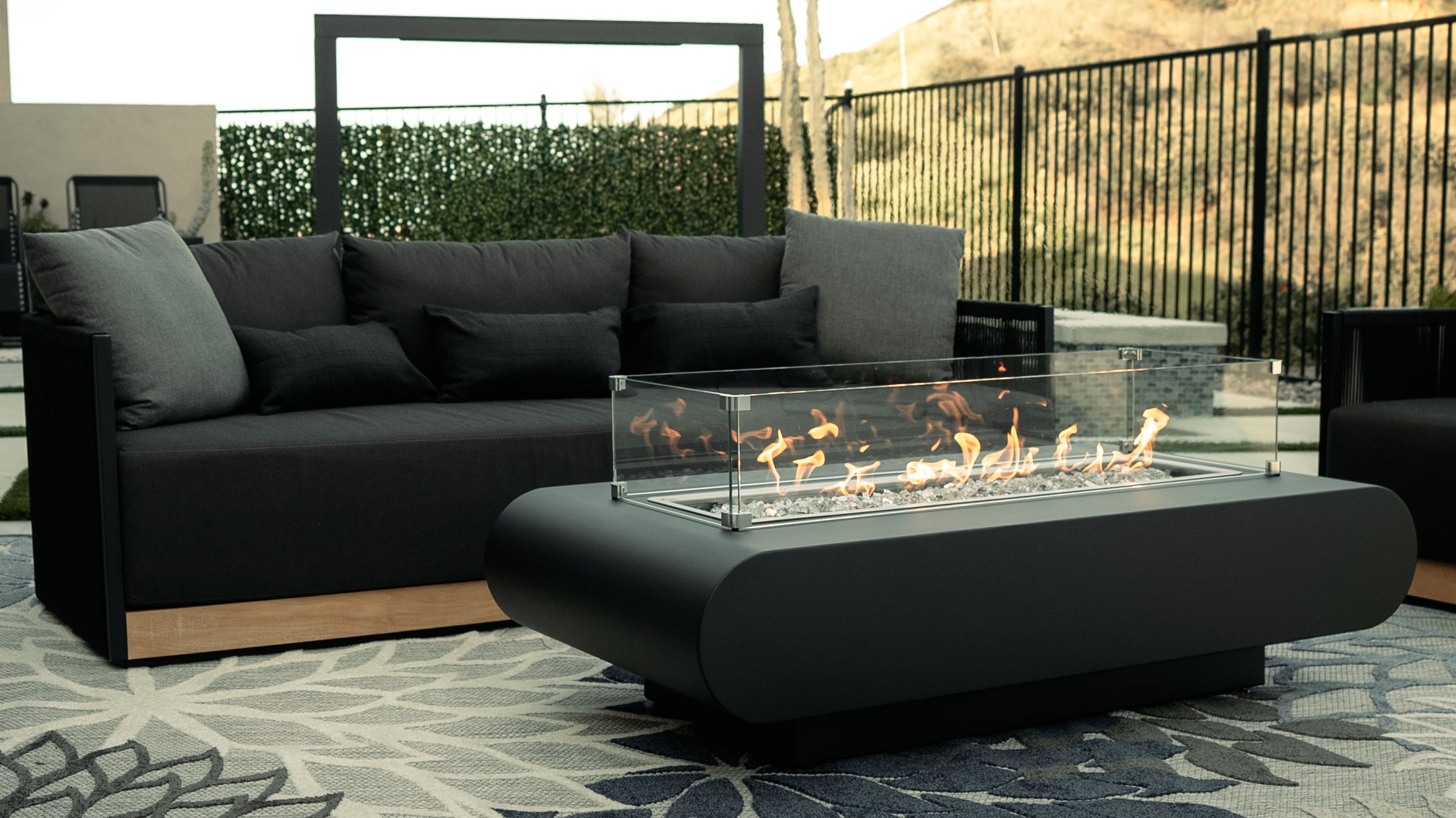 The Outdoor Plus La Jolla 48" x 28" Fire Pit - Powder Coated Metal