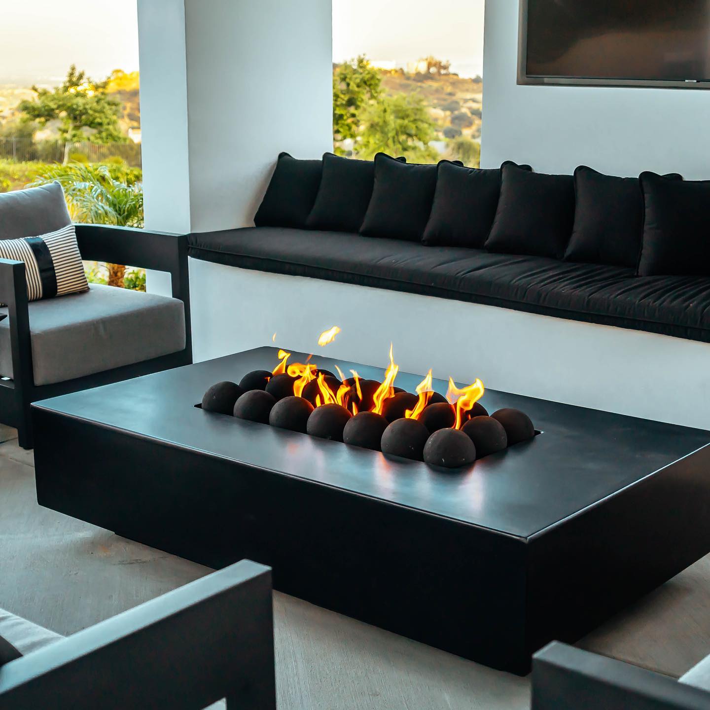 The Outdoor Plus Cabo 56" Linear Fire Pit - GFRC Concrete