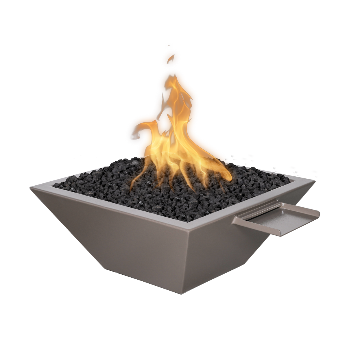 The Outdoor Plus Maya Square Fire & Water Bowl in Bronze Hammertone powder coat finish