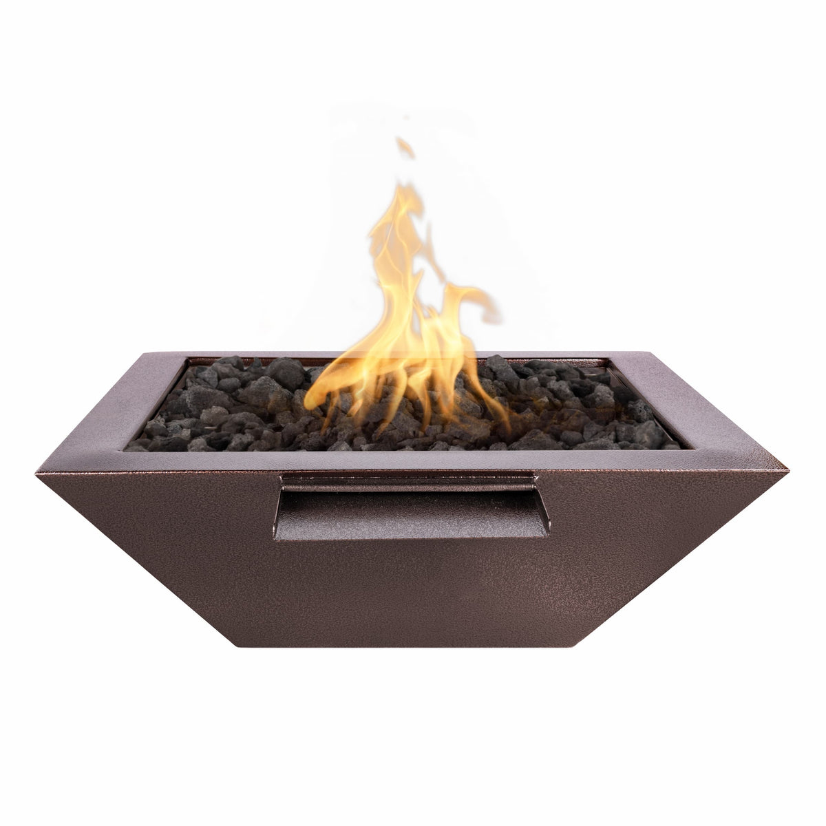 The Outdoor Plus Maya Square Fire & Water Bowl in Copper Vein powder coat finish