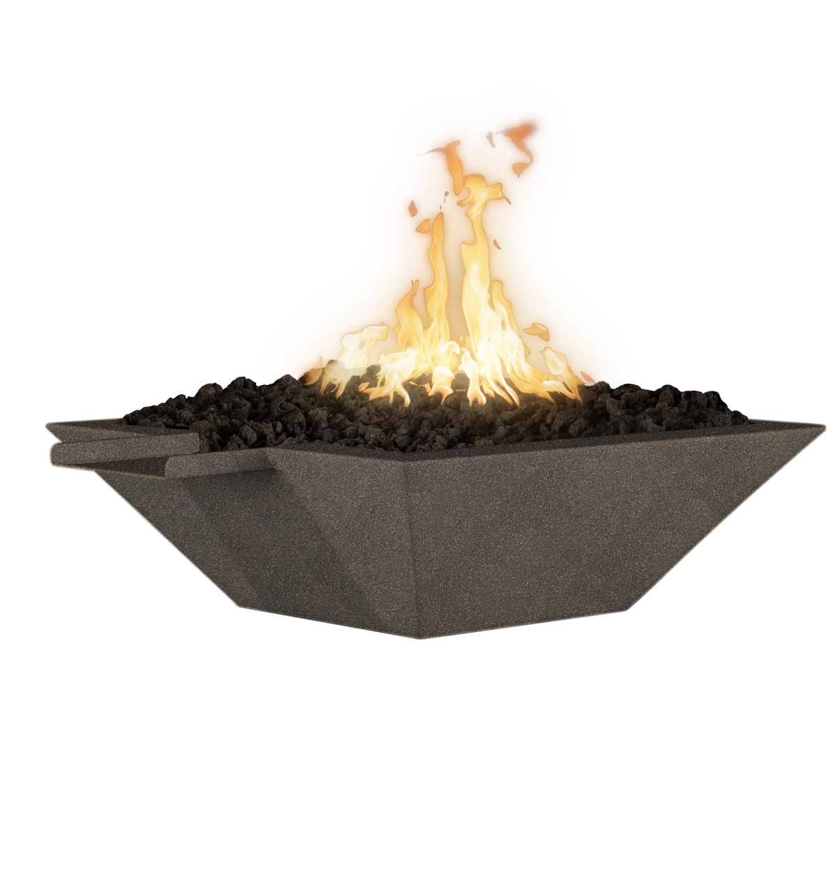 The Outdoor Plus Maya Square Fire & Water Bowl in Java powder coat finish