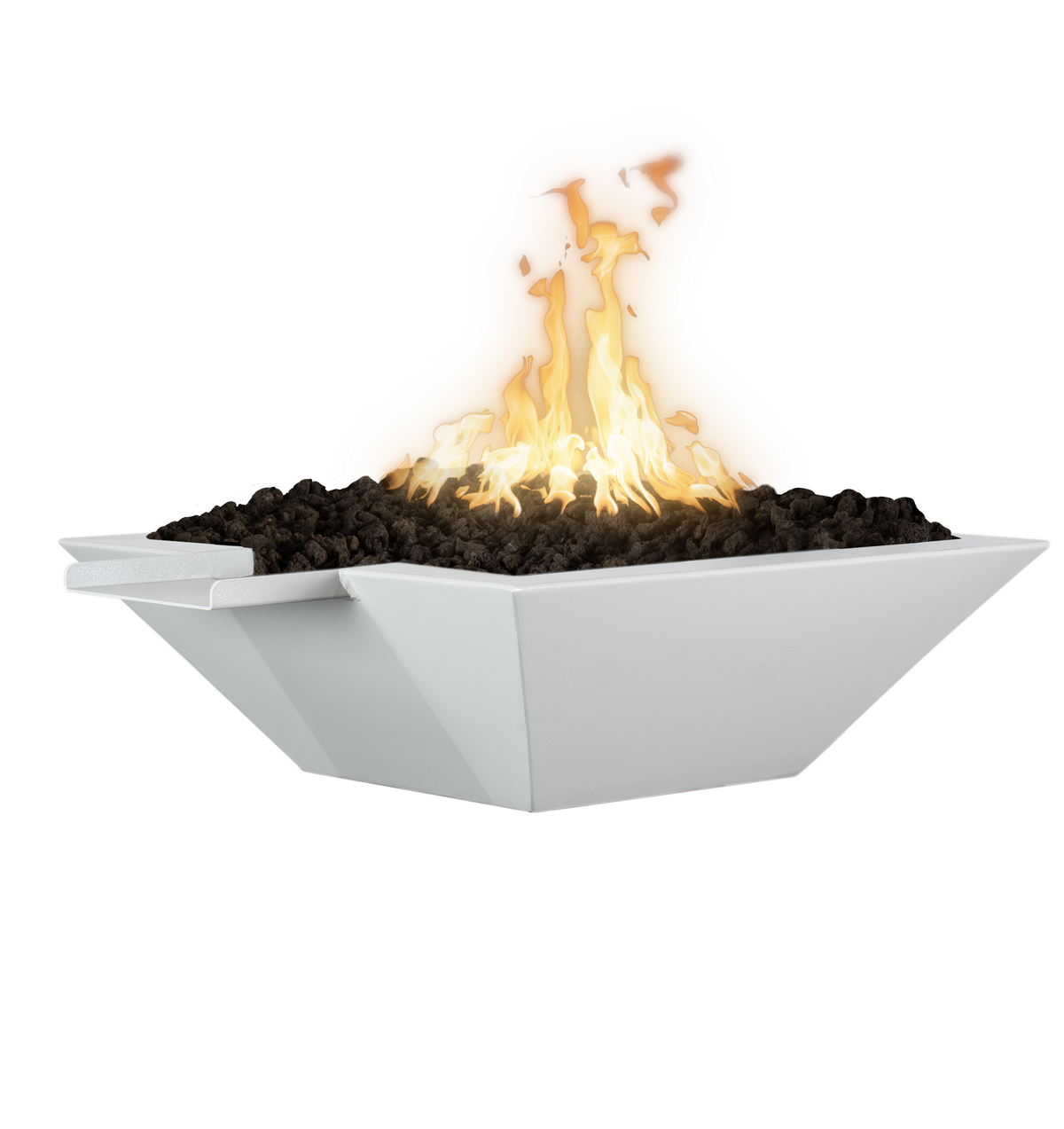 The Outdoor Plus Maya Square Fire & Water Bowl in Mist powder coat finish