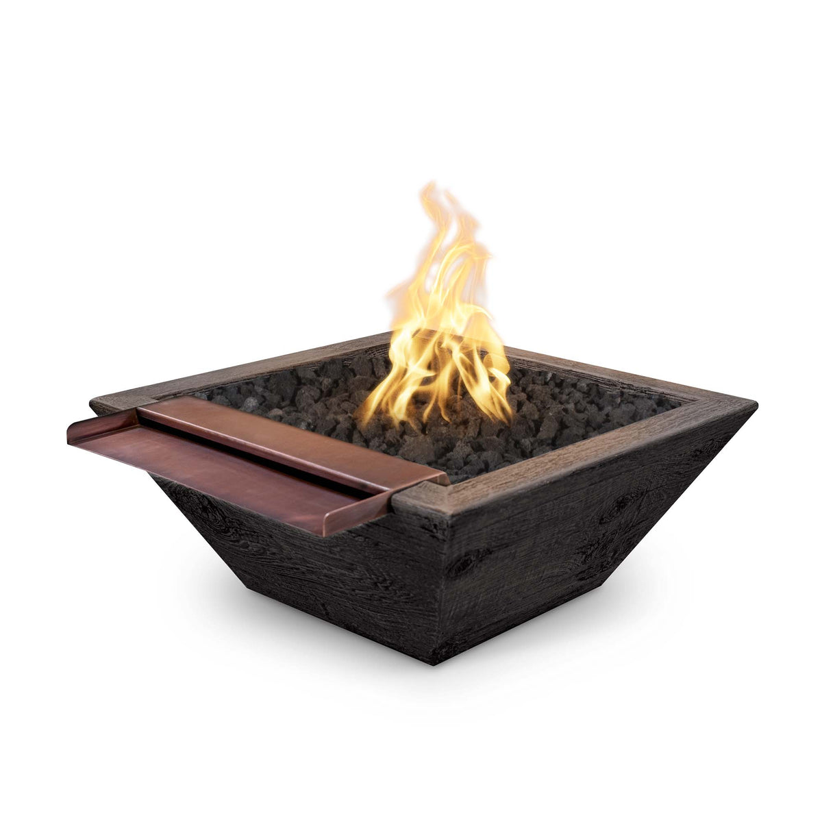 The Outdoor Plus Maya Wood Grain Wide Spill Fire & Water Bowl