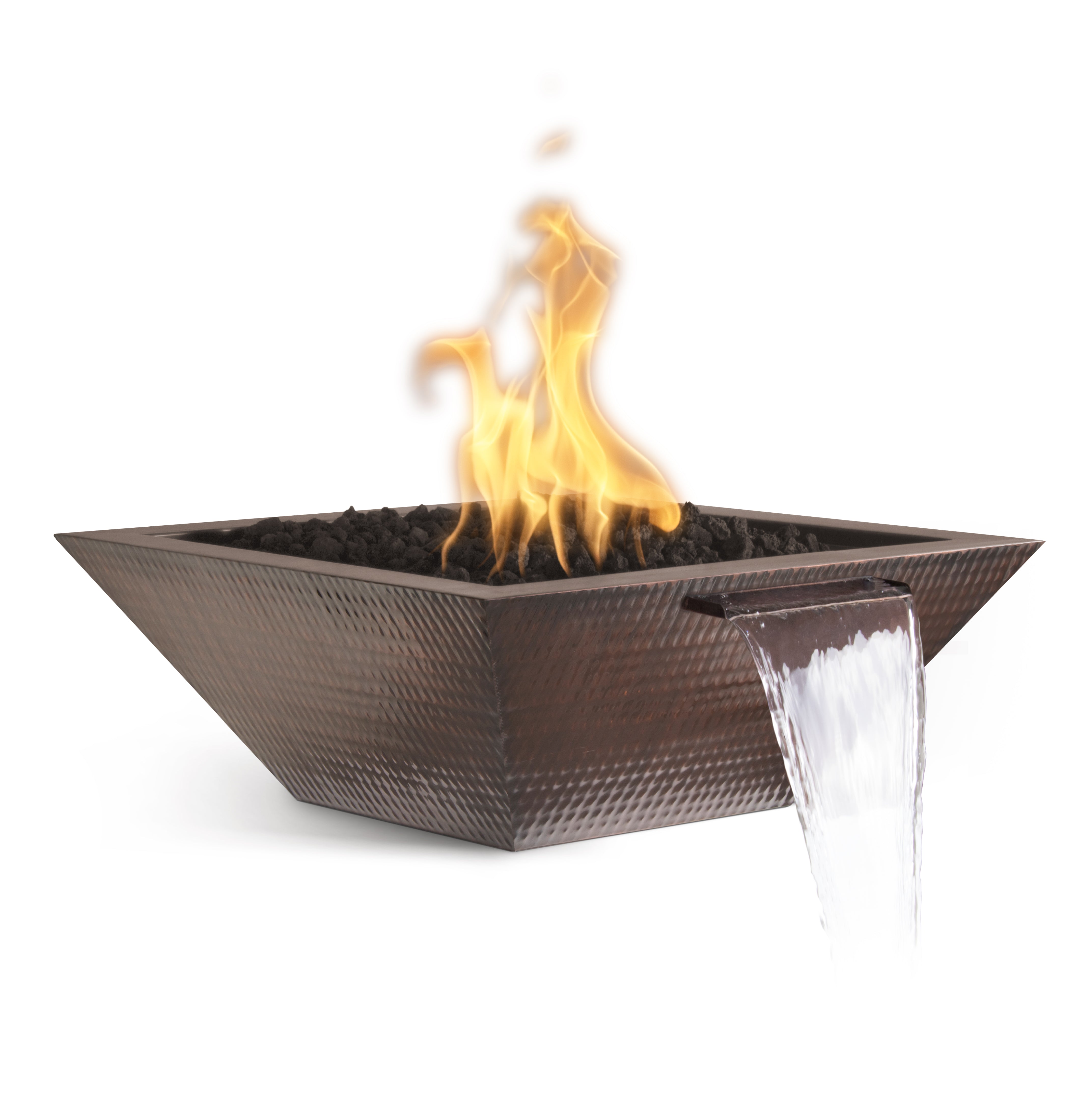The Outdoor Plus Square Maya Hammered Copper Fire & Water Bowl