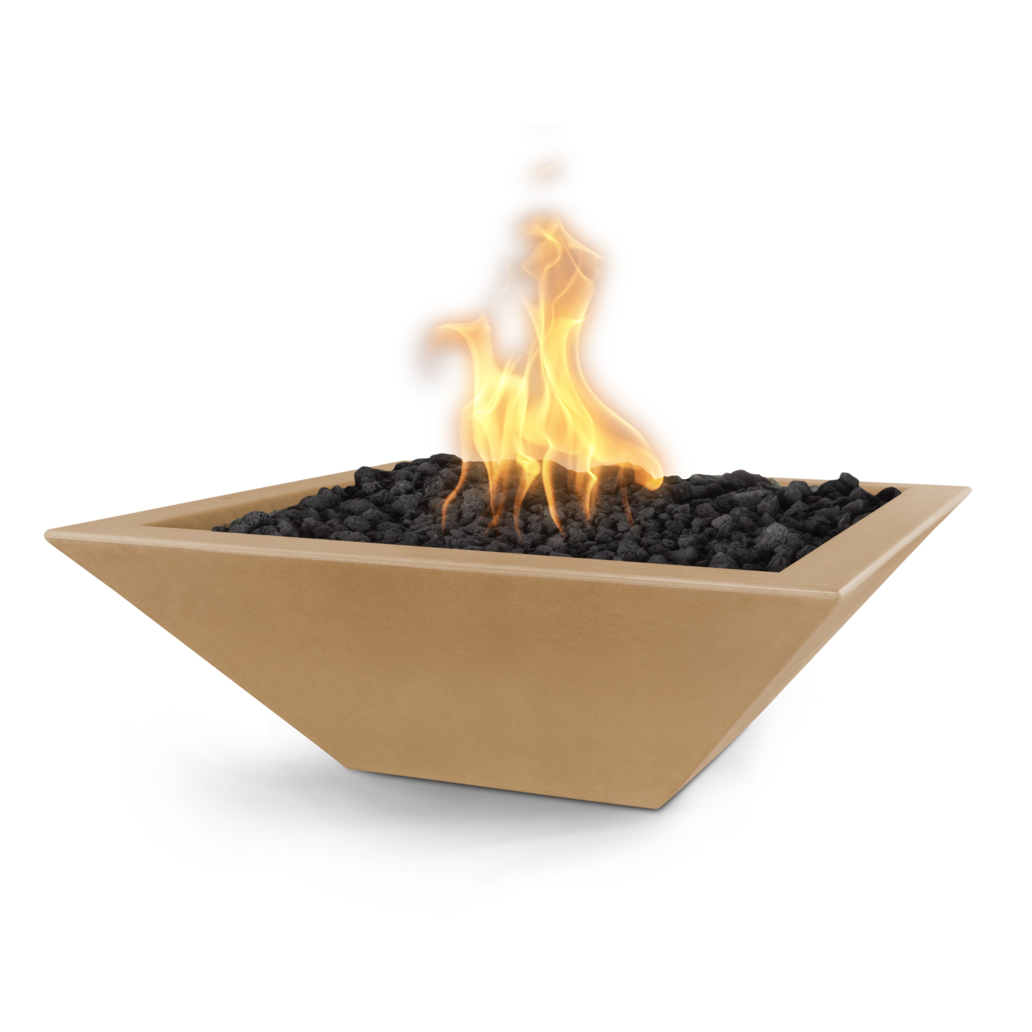 The Outdoor Plus Maya GFRC Concrete Square Fire Bowl - Brown