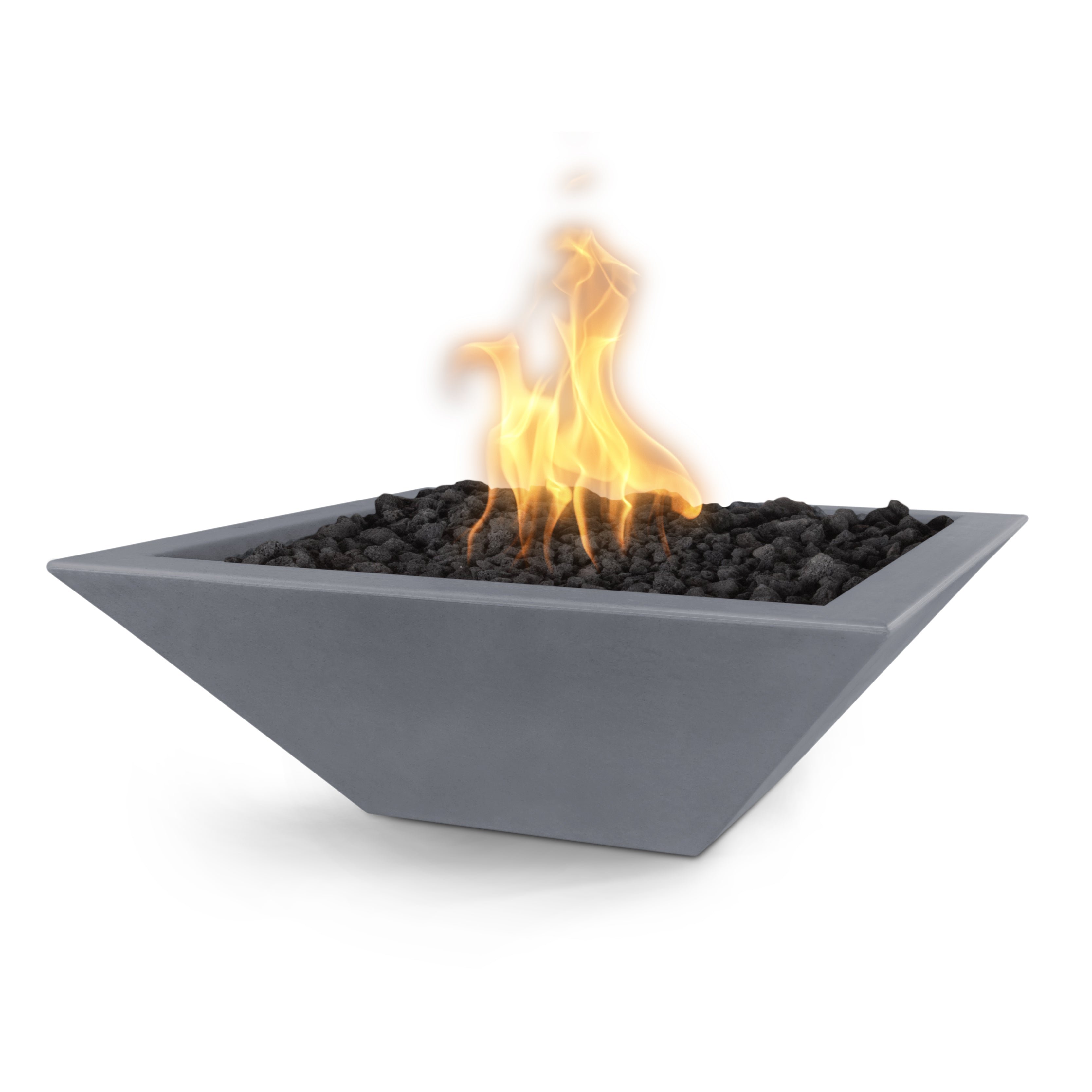 The Outdoor Plus Maya GFRC Concrete Square Fire Bowl - Gray