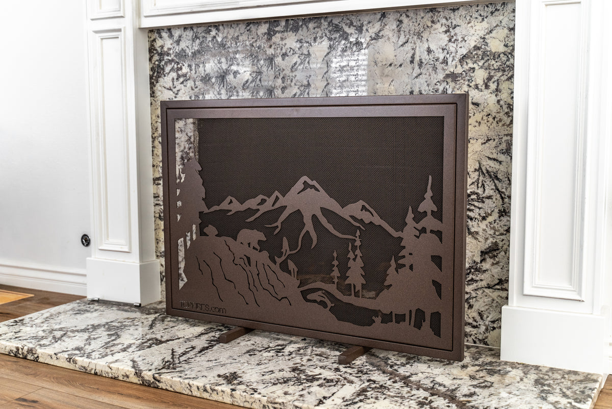 Big Bear 40″ × 30″ Powder-Coated Steel Fireplace Screen by The Outdoor Plus