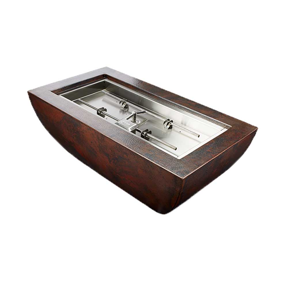 HPC - 47" x 25" Phoenix Hammered Copper Gas Fire Bowl with Standard/Torpedo H-Burner