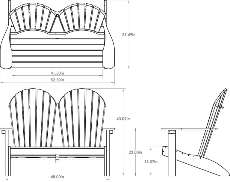 Patiova 4′ Adirondack Love Seat