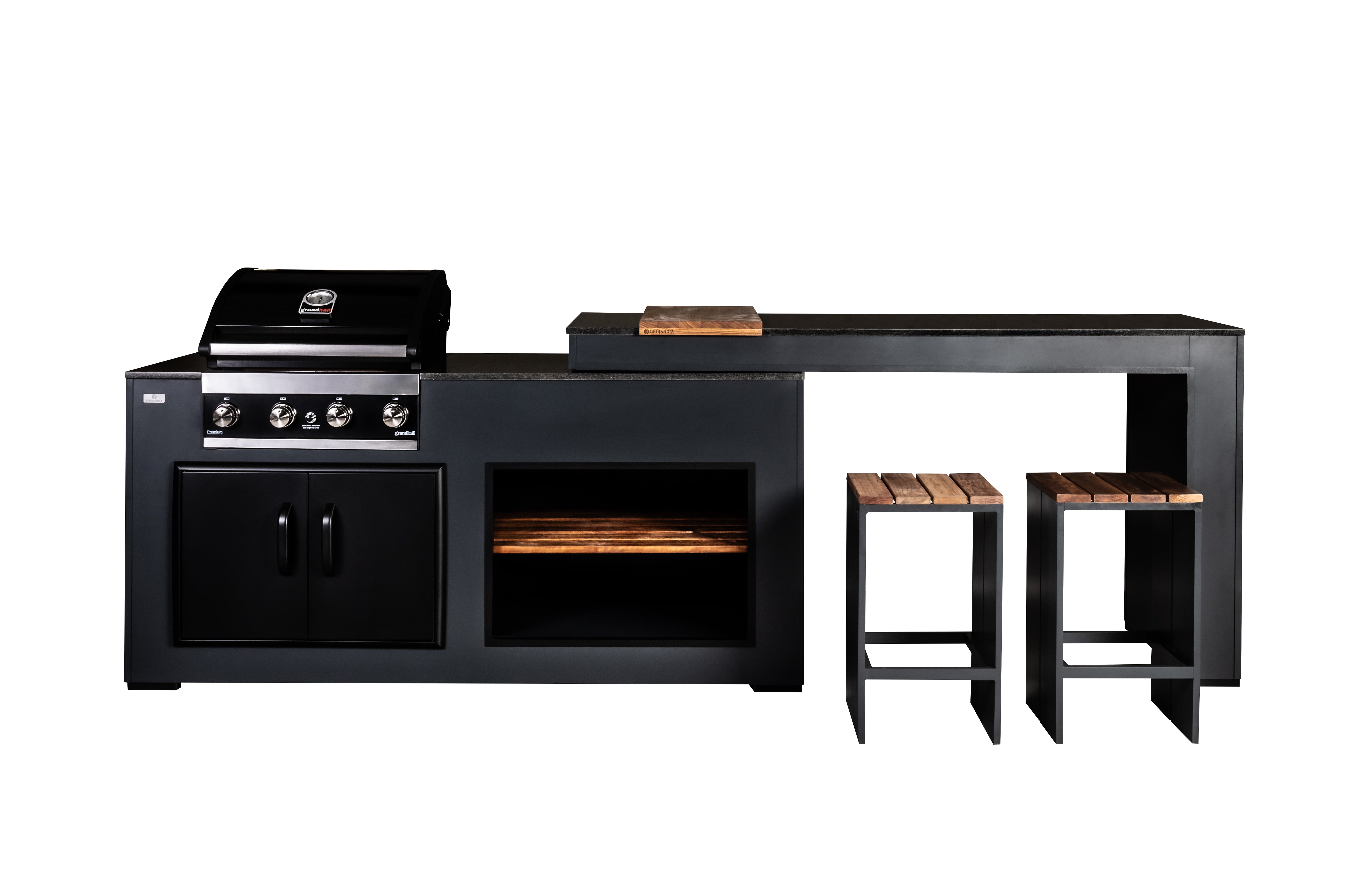 Grillandia Rare Ultimate Outdoor Kitchen – Flexible BBQ Island with Swiveling Bar Counter