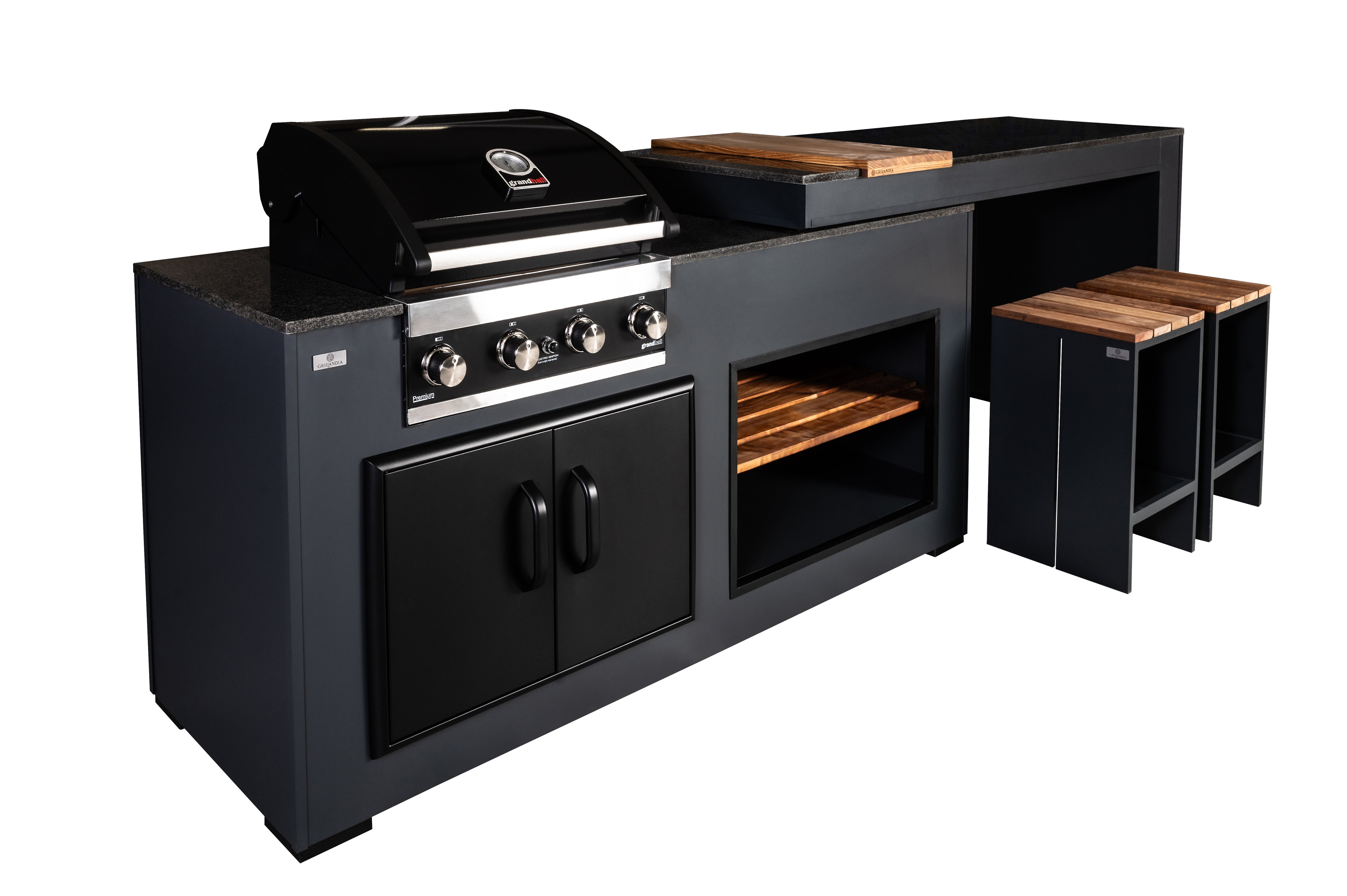 Grillandia Rare Ultimate Outdoor Kitchen – Flexible BBQ Island with Swiveling Bar Counter