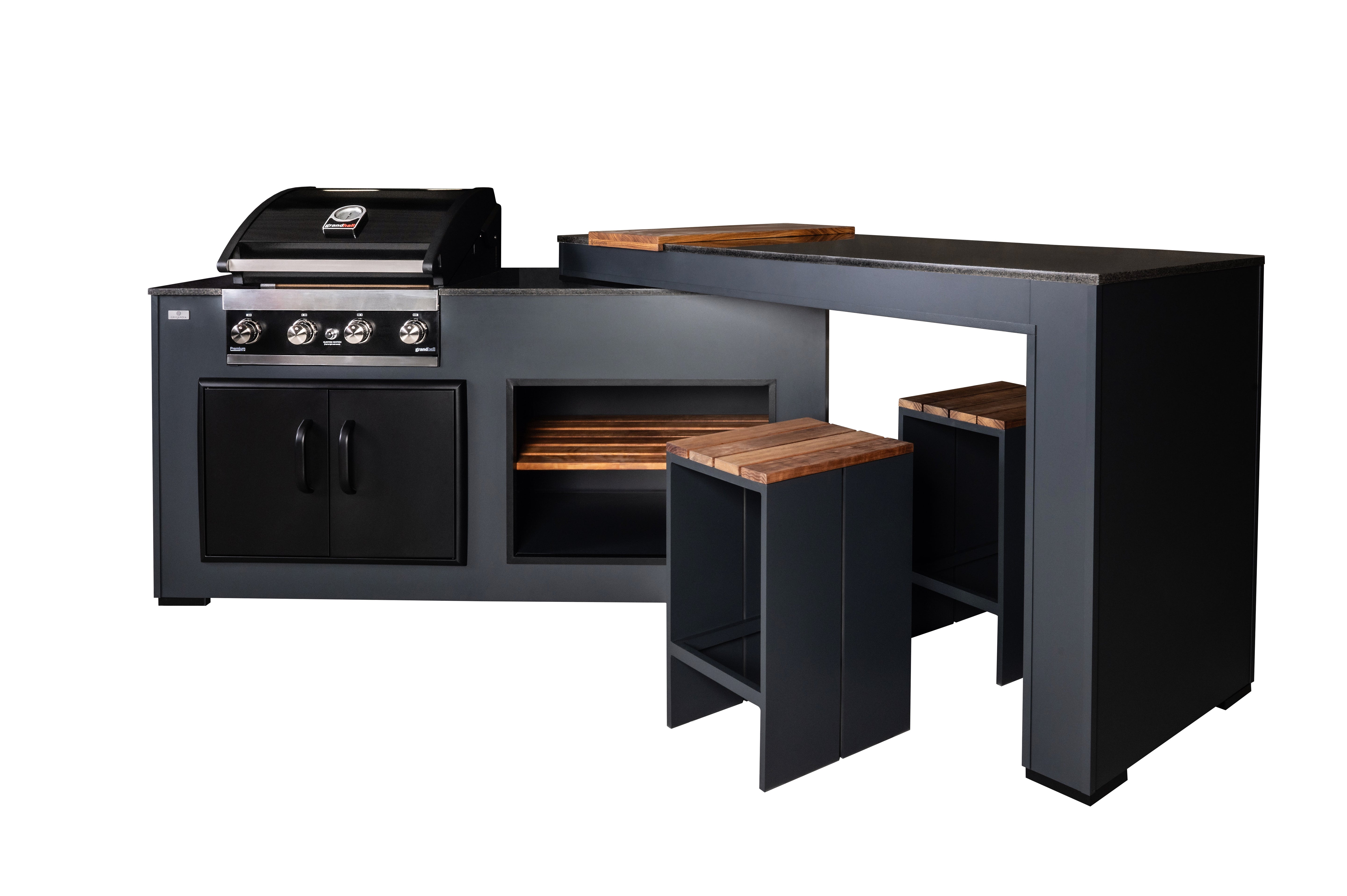Grillandia Rare Ultimate Outdoor Kitchen – Flexible BBQ Island with Swiveling Bar Counter