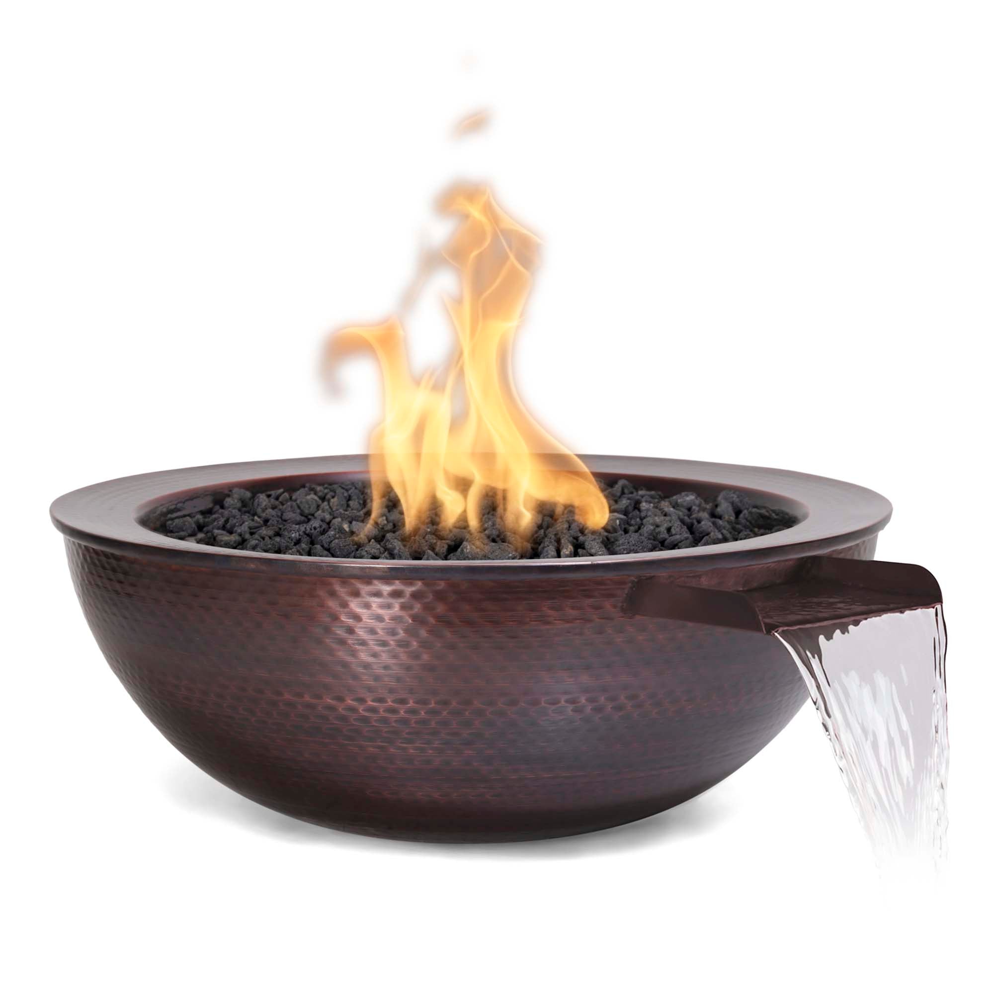 The Outdoor Plus 27" Sedona Hammered Patina Copper Fire and Water Bowl