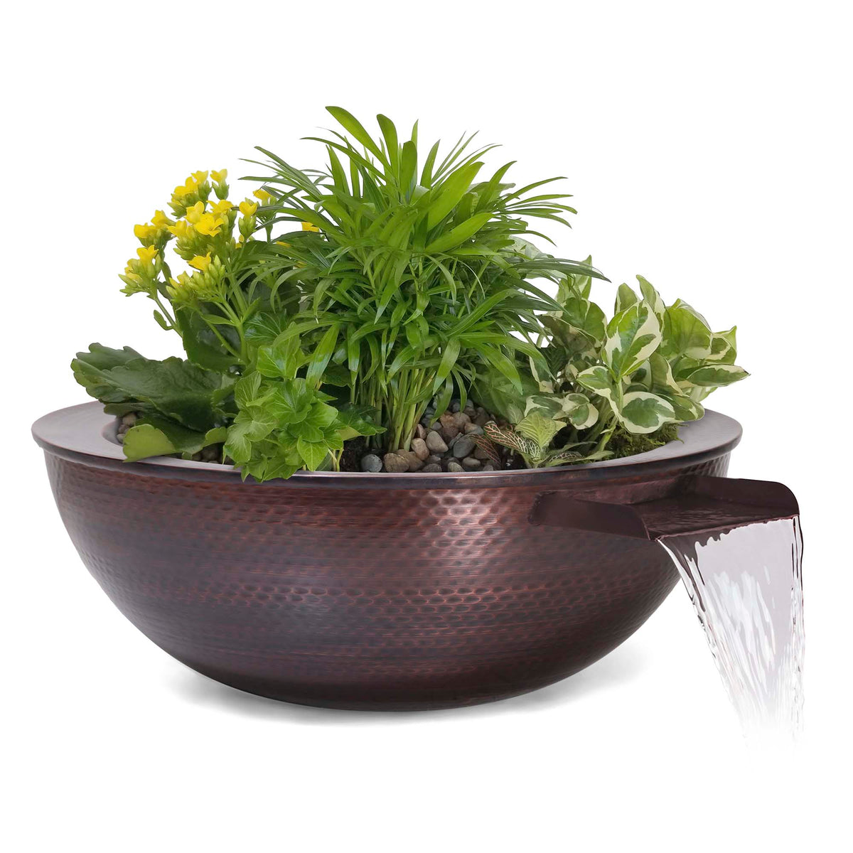 The Outdoor Plus 27" Sedona Planter & Water Bowl – Hammered Patina Copper