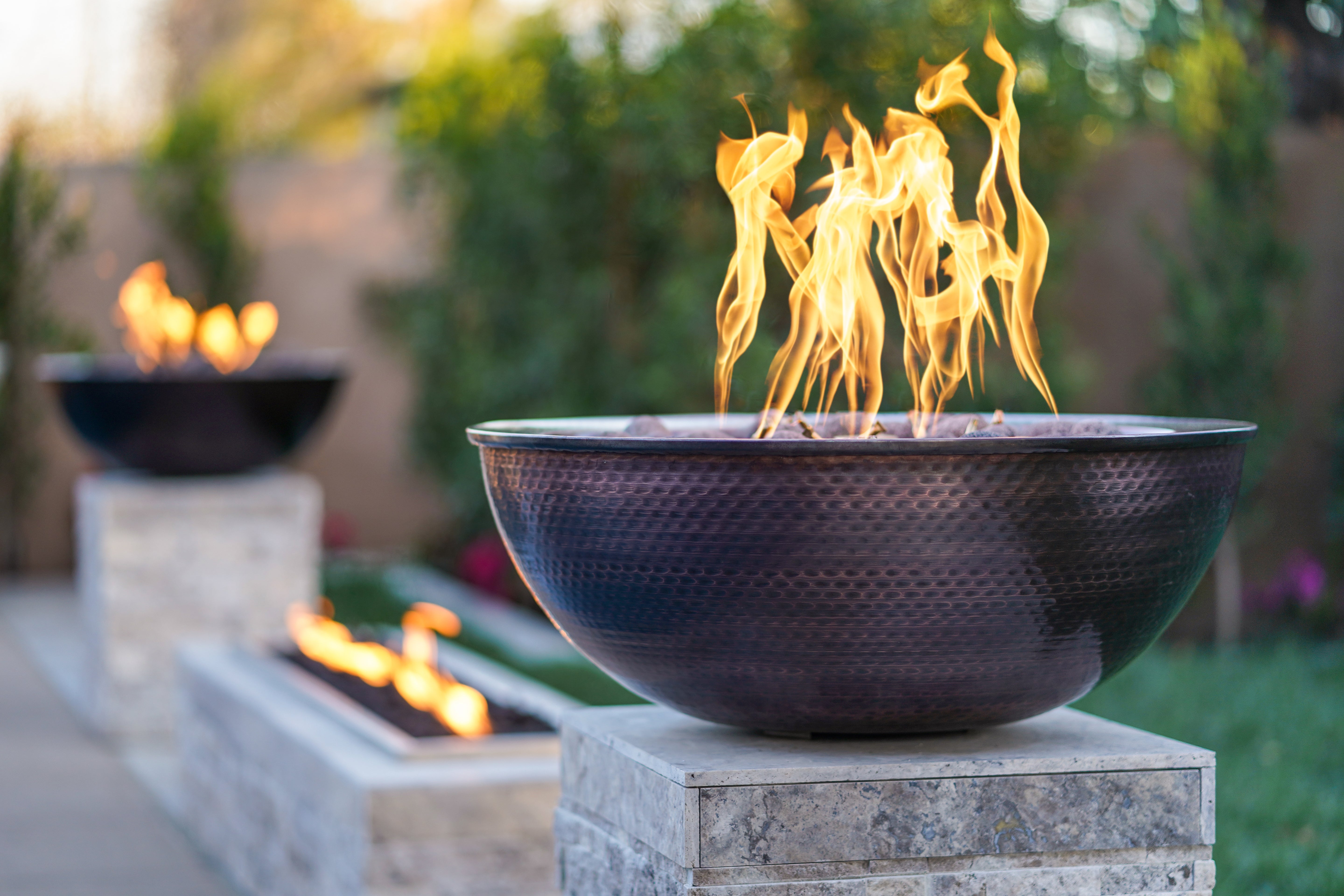 The Outdoor Plus 27" Sedona Hammered Patina Copper Fire Bowl