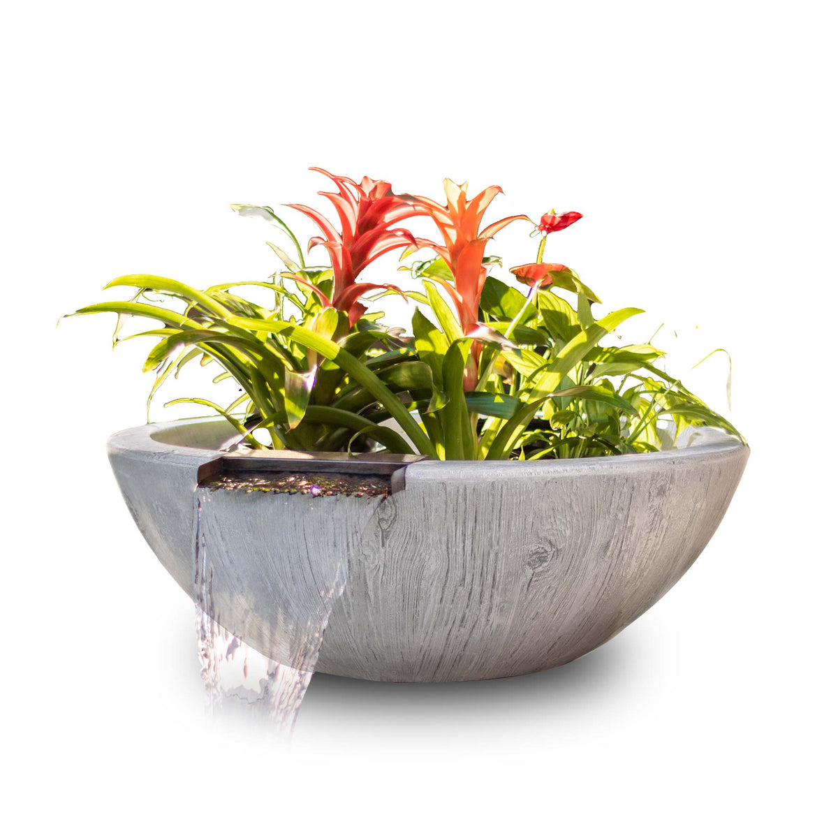 The Outdoor Plus 27" Sedona Woodgrain Planter & Water Bowl