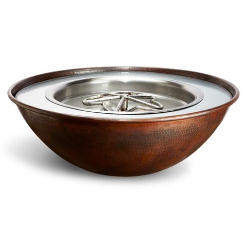 HPC - 31" Tempe Hammered Copper Gas Fire Bowl with Standard/Torpedo Penta Burner