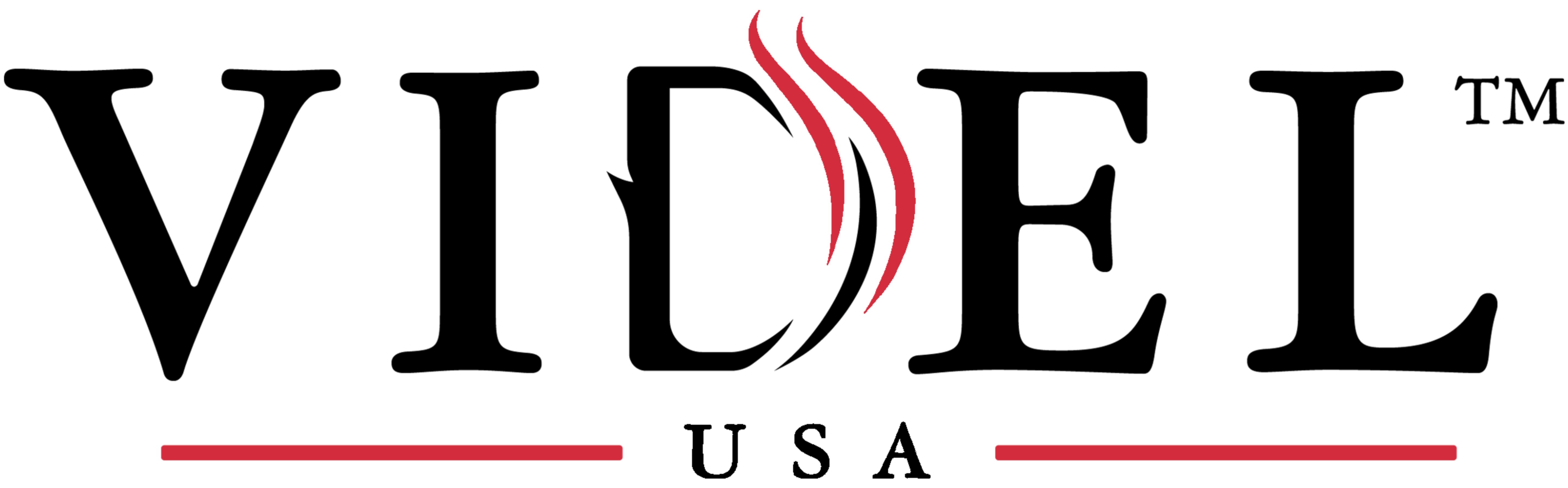 Videl USA logo with black text and red accent
