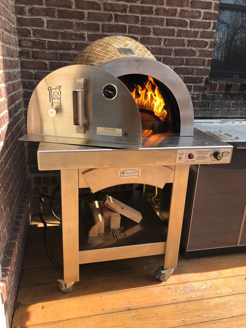 Forno de Pizza Portable Hybrid Gas/Wood Forno Style Pizza Oven with Electronic Ignition