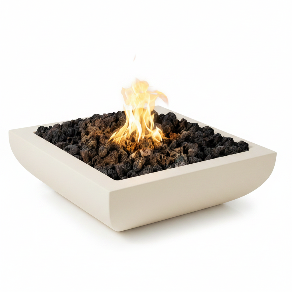 Avalon Fire Bowl - Soft White Powder Coat