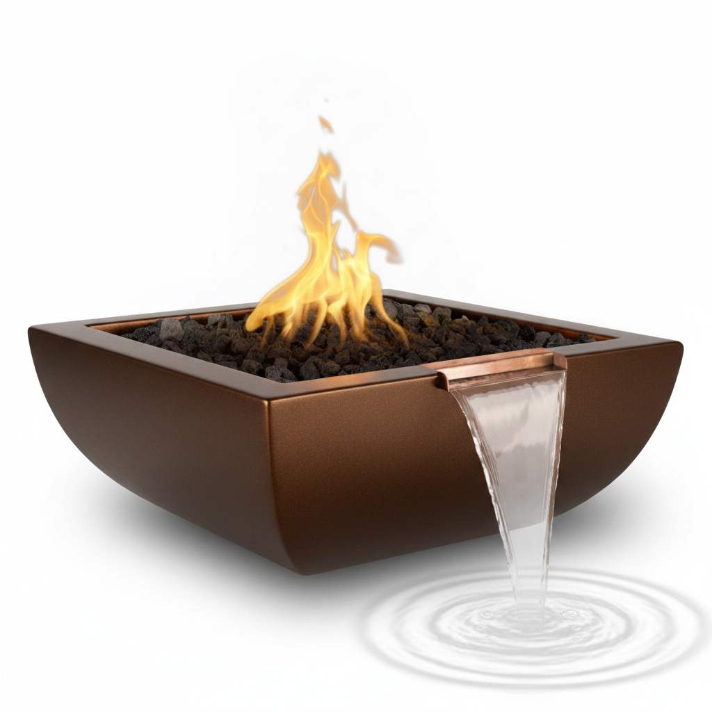 The Outdoor Plus Avalon Square Fire & Water Bowl – GFRC Concrete