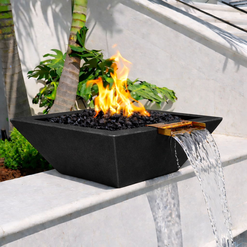 The Outdoor Plus - Maya GFRC Fire & Water Bowl - Black