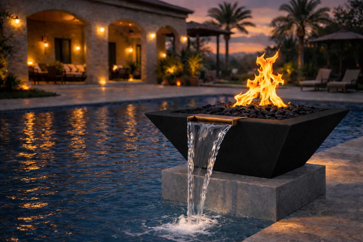 The Outdoor Plus - Maya GFRC Fire & Water Bowl - Black