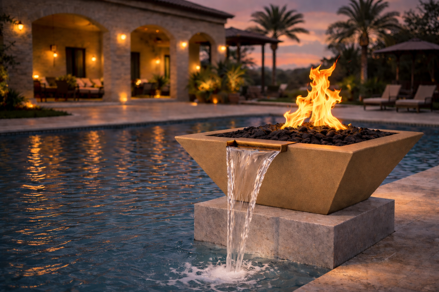 The Outdoor Plus - Maya GFRC Fire & Water Bowl - Brown