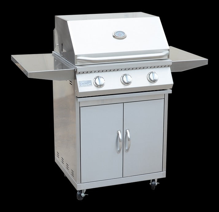 Kokomo 3 Burner 26 inch Cart Model BBQ Grill With Locking Casters | KO-BAK3BG+KO-BAK3BG-C